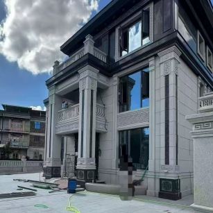 梅州 别墅干挂，芝麻白与芝麻黑完美配合